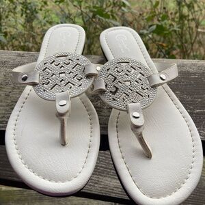 Cato White Sandals with Intricate Design